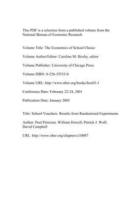 School Vouchers. Results from Randomized Experiments