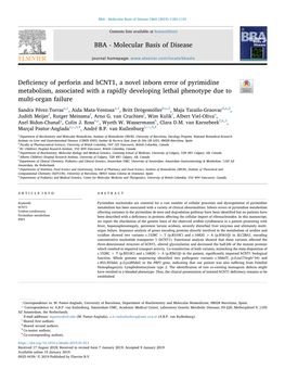 Deficiency of Perforin and Hcnt1, a Novel Inborn Error of Pyrimidine