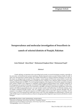 Seroprevalence and Molecular Investigation of Brucellosis In