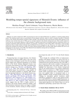 Modelling Tempo-Spatial Signatures of Heinrich Events