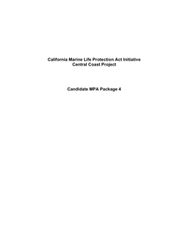 California Marine Life Protection Act Initiative Central Coast Project