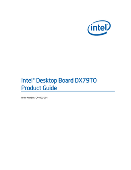 Intel® Desktop Board DX79TO Product Guide