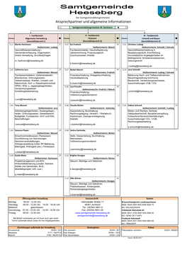 Ansprechpartner Und Allgemeine Informationen