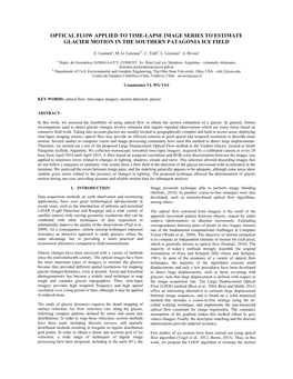 Optical Flow Applied to Time-Lapse Image Series to Estimate Glacier Motion in the Southern Patagonia Ice Field