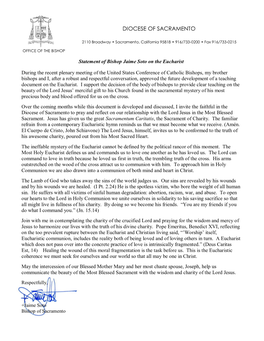 June 22, 2021 Statement of Bishop Jaime