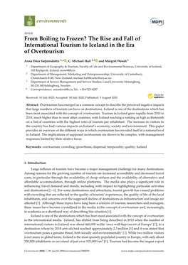 The Rise and Fall of International Tourism to Iceland in the Era of Overtourism