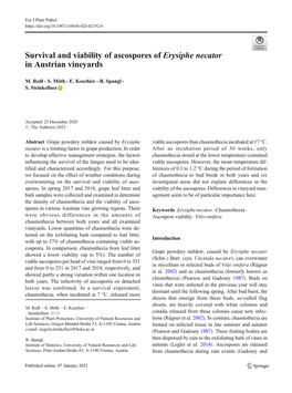 Survival and Viability of Ascospores of Erysiphe Necator in Austrian Vineyards