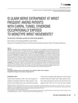 Is Ulnar Nerve Entrapment at Wrist