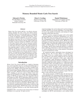 Memory Bounded Monte Carlo Tree Search