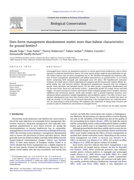 Does Forest Management Abandonment Matter More Than Habitat Characteristics for Ground Beetles?