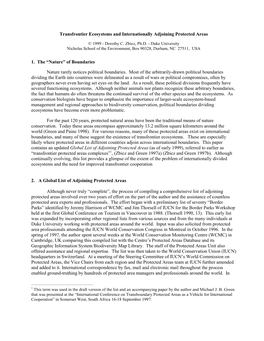 Transfrontier Ecosystems and Internationally Adjoining Protected Areas 1