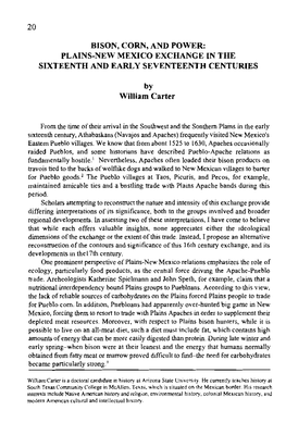 Bison, Corn, and Power: Plains-New Mexico Exchange in the Sixteenth and Early Seventeenth Centuries