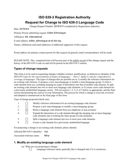 ISO 639-3 Code Split Request Template