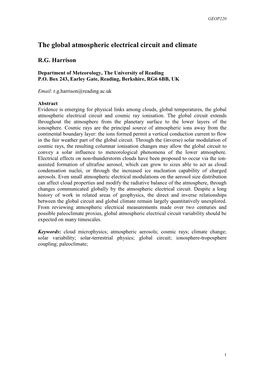 The Global Atmospheric Electrical Circuit and Climate