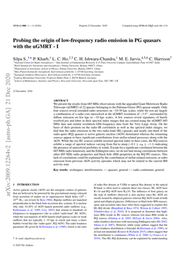 Probing the Origin of Low-Frequency Radio Emission in PG Quasars with the Ugmrt - I