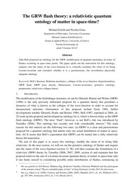 The GRW Flash Theory: a Relativistic Quantum Ontology of Matter in Space-Time?