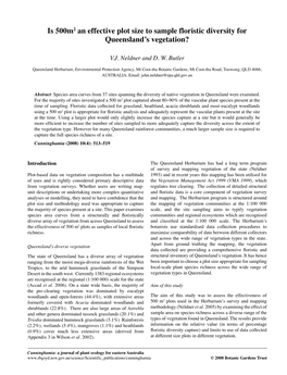 Is 500M² an Effective Plot Size for Queensland's Vegetation?