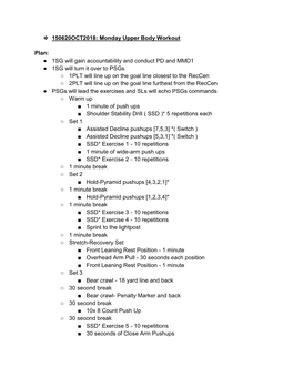 150620OCT2018: Monday Upper Body Workout Plan: 1SG Will Gain