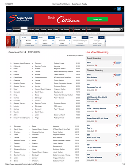 Guinness Pro14 | FIXTURES Live Video Streaming