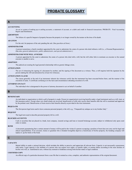 Probate Glossary