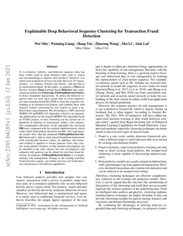 Arxiv:2101.04285V1 [Cs.LG] 12 Jan 2021 Ever, Declined Transactions Also Contain Risk Indicators and 1 Introduction Can Be Utilized in an Unsupervised Setting