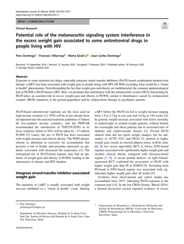 Potential Role of the Melanocortin Signaling System Interference in the Excess Weight Gain Associated to Some Antiretroviral Drugs in People Living with HIV