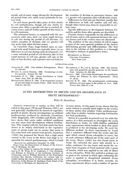 Auxin Distribution in Fruits and Its Significance in Fruit