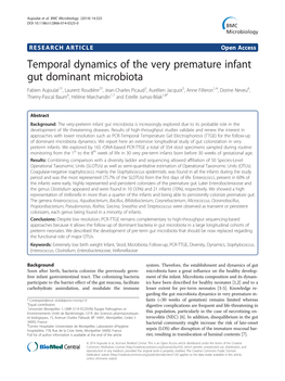 Temporal Dynamics of the Very Premature Infant Gut Dominant