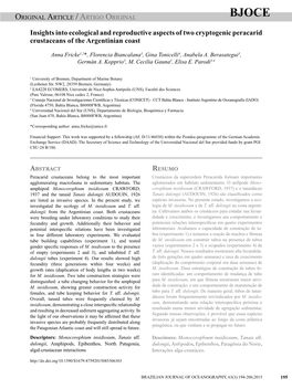 Insights Into Ecological and Reproductive Aspects of Two Cryptogenic Peracarid Crustaceans of the Argentinian Coast