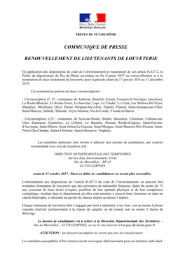 Communique De Presse Renouvellement De