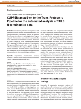 CLIPPER: an Add-On to the Trans-Proteomic Pipeline for the Automated Analysis of TAILS N-Terminomics Data