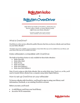 Kobo Ereaders Compatible with Overdrive How to Set
