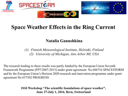 Space Weather Effects in the Ring Current