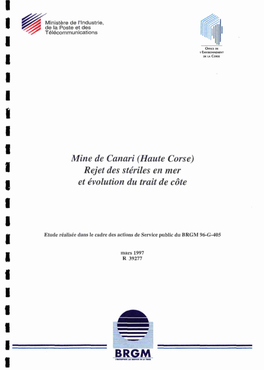 Haute Corse) • Rejet Des Stériles En Mer M Et Évolution Du Trait De Côte