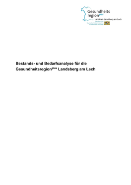 Bestands- Und Bedarfsanalyse Für Die Gesundheitsregionplus Landsberg Am Lech