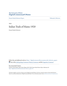 Indian Trails of Maine 1920 Fannie Hardy Eckstorm