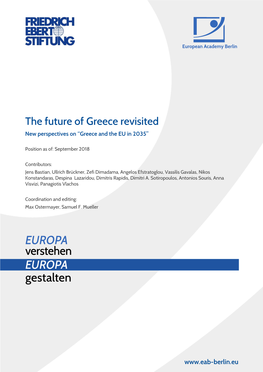 The Future of Greece Revisited New Perspectives on “Greece and the EU in 2035”