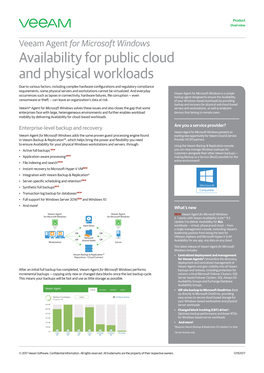 Veeam Agent for Microsoft Windows Availability for Public Cloud and Physical Workloads