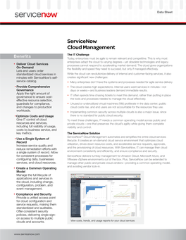 Servicenow Cloud Management Benefits the IT Challenge Today, Enterprises Must Be Agile to Remain Relevant and Competitive
