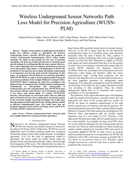 Wireless Underground Sensor Networks Path Loss Model for Precision Agriculture (WUSN- PLM)