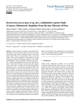 Cetacea: Odontoceti: Kogiidae) from the Late Miocene of Peru