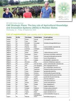 The Key Role of Agricultural Knowledge and Innovation Systems (AKIS) in Member States Wednesday 16 – Friday 18 September 2020