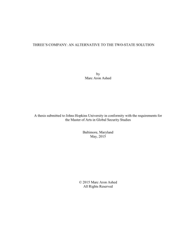 “Three's Company: an Alternative to the Two State Solution”