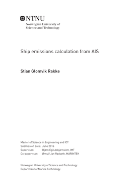 Ship Emissions Calculation from AIS