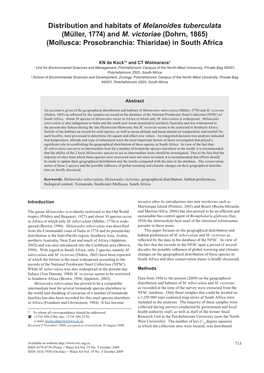 Distribution and Habitats of Melanoides Tuberculata (Müller, 1774) and M