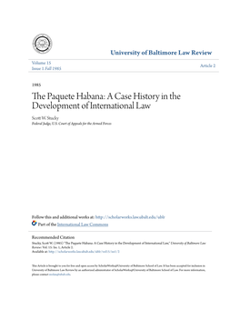 The Paquete Habana: a Case History in the Development of International Law