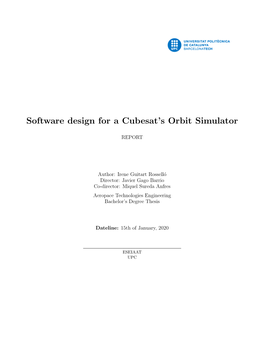 Software Design for a Cubesat's Orbit Simulator