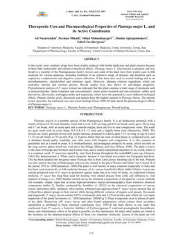 Therapeutic Uses and Pharmacological Properties of Plantago Major L