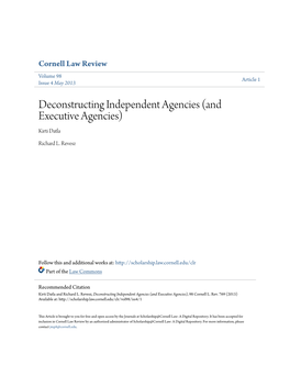 Deconstructing Independent Agencies (And Executive Agencies) Kirti Datla