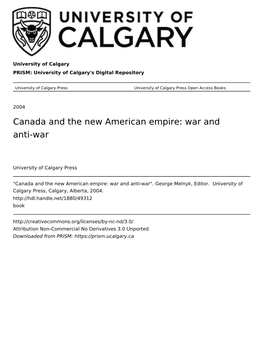 Canada and the New American Empire: War and Anti-War